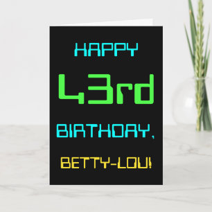 Tarjeta Divertido Cumpleaños Número 43 con Tema de Computa