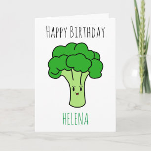Tarjeta Divertido cumpleaños vegan del brócoli verde