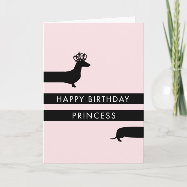 Tarjeta Divertido Dachshund con la corona de la princesa F (Anverso)