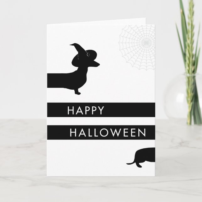 Tarjeta Divertido Dachshund Halloween (Anverso)