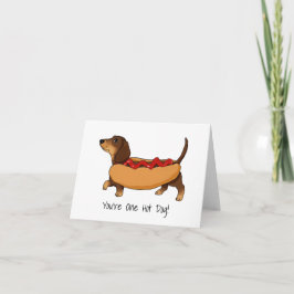 Tarjeta Divertido Daschund Hot Dog Watercolor