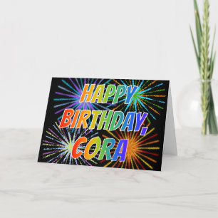 Tarjeta Divertido de nombre "CORA" "FELIZ CUMPLEAÑOS"
