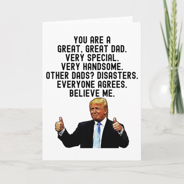 Tarjeta Divertido Día de los Padres Trump y regalo de cump (Anverso)