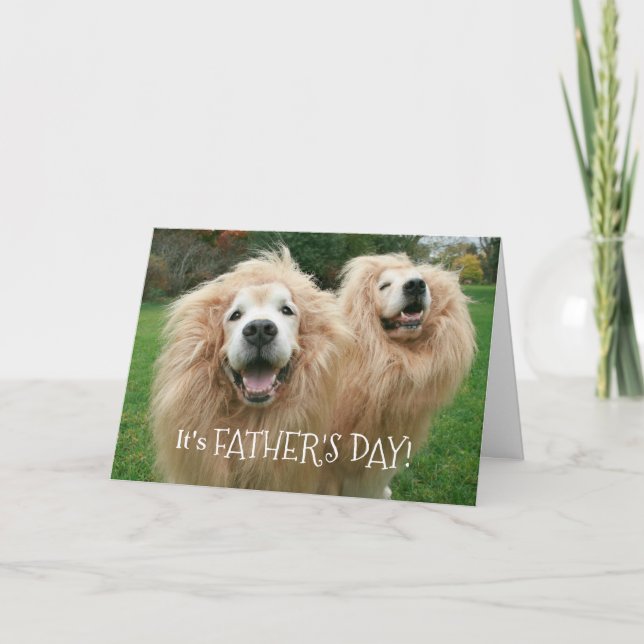 Tarjeta Divertido Día del Padre de los Perros de León (Anverso)
