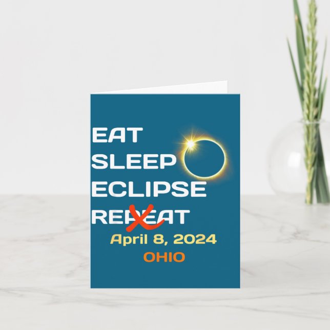 Tarjeta Divertido Eclipse Solar Total Ohio Abril (Anverso)