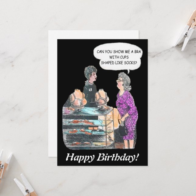 Tarjeta Divertido Encontrar el Sujetador Adecuado Compras  (Anverso/Reverso In Situ)