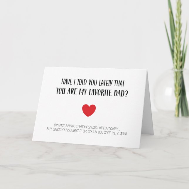 Tarjeta Divertido Eres Mi Papá Favorito Día del Padre  (Anverso)