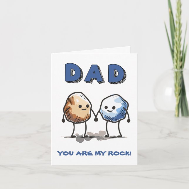 Tarjeta Divertido Eres Mi Roca Chiste Pun Humor Día Del Pa (Anverso)