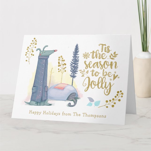 Tarjeta Divertido Es La Temporada De Ser Jolly Cute Navida (Anverso)