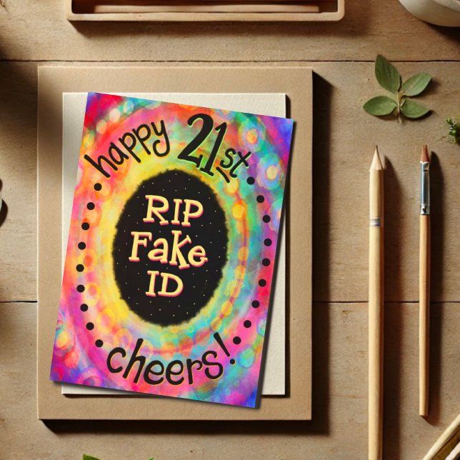 Tarjeta Divertido Feliz 21 cumpleaños QEPD Falsa ID Gracio (Subido por el creador)