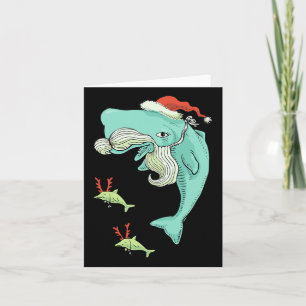 Tarjeta Divertido Feliz Navidad Océano ballena Santa Claus
