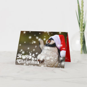 Tarjeta Divertido Feliz Santa Pingüino&Merry Christmas Úni