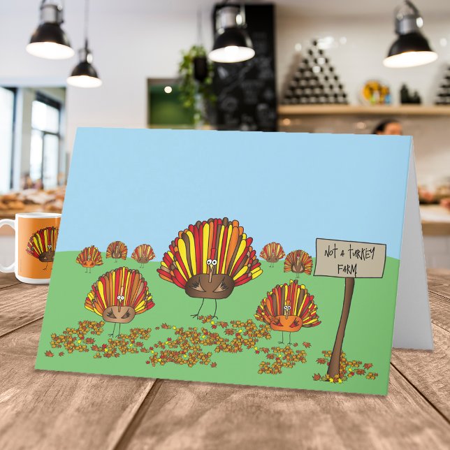 Tarjeta Divertido, feriado, Personalizado de Acción de Gra (Hey! Take a look at this funny cartoon turkey greeting card!)