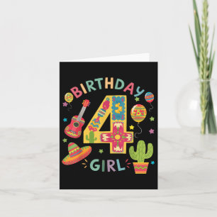 Tarjeta Divertido Fiesta temática mexicano 4 cumpleaños Fi