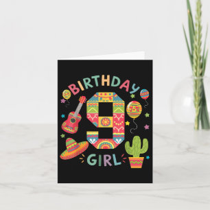 Tarjeta Divertido Fiesta temática mexicano 9 cumpleaños Fi
