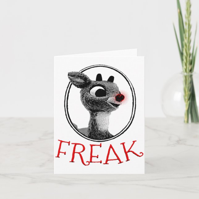 Tarjeta Divertido Freak Rudolph La Navidad del Reno de Nar (Anverso)