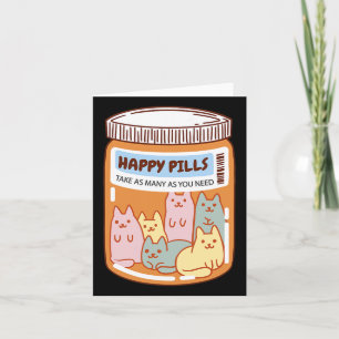 Tarjeta Divertido Happy Pills Cat Cute Salud Mental Lover