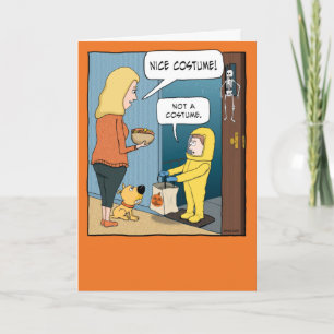 Tarjeta Divertido Hazmat Suit Trick o Trate Hallowween