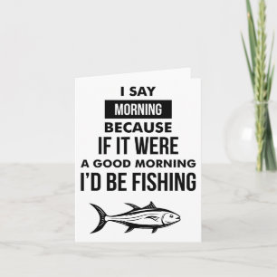 Tarjeta Divertido hombre pescando lema