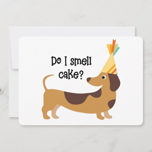 Tarjeta Divertido ¿Huelo Perro de Cumpleaños de Pastel? (Anverso)