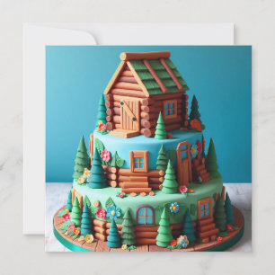 TARJETA DIVERTIDO JUGUETE LOG CABIN DECORADO CUMPLEAÑOS