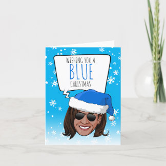 Tarjeta Divertido Kamala: Deseándote un Navidad azul