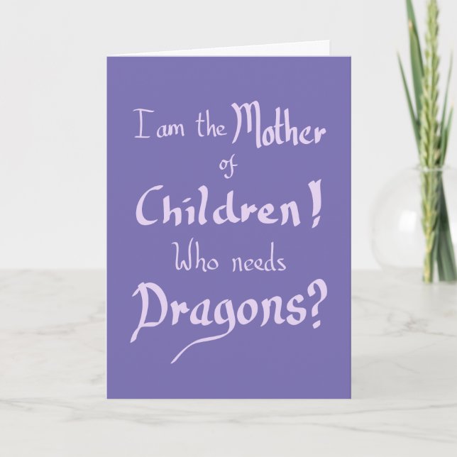 Tarjeta Divertido lema de Dragones para madres de cumpleañ (Anverso)