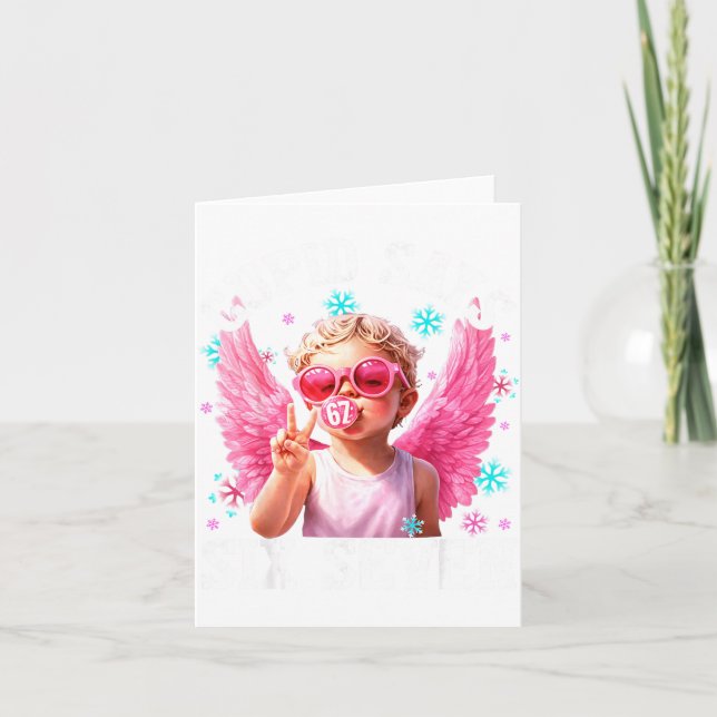 Tarjeta Divertido Lindo Cud Dice Seis Siete Día de San Val (Anverso)