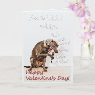 Tarjeta Divertido, lindo, Día de San Valentín, perro canta