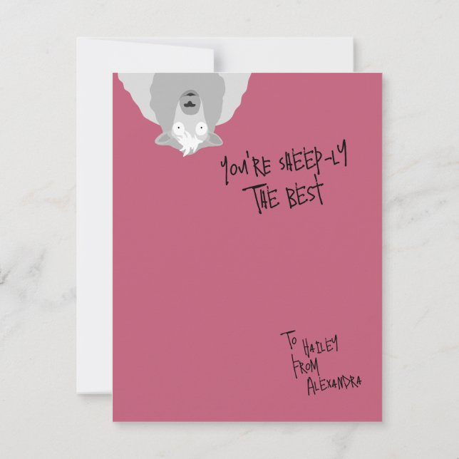 Tarjeta Divertido Lindo Ovejito El Mejor Chiste de Oveja P (Reverso)