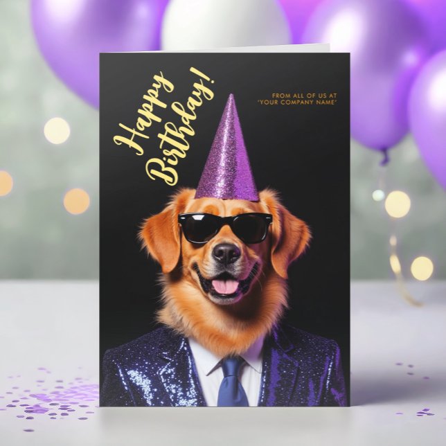 Tarjeta Divertido logo Funny Golden Retriever Fiesta Cumpl (Subido por el creador)