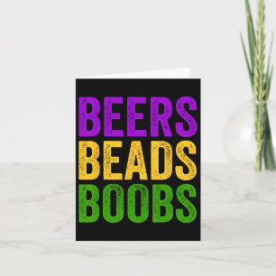 Tarjeta Divertido Mardi Gras Beers Beads Breve Tee New Orl