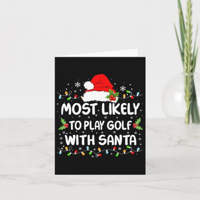 Tarjeta Divertido Más Probable De Jugar Golf Con Santa Nav (Anverso)