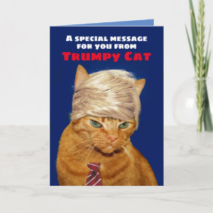 Tarjeta Divertido mensaje de cumpleaños de gato Trumpy