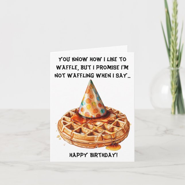 Tarjeta Divertido mensaje de cumpleaños Waffle con Gorra (Anverso)