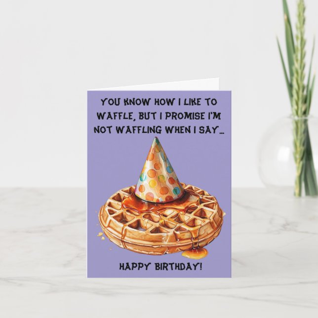 Tarjeta Divertido mensaje de cumpleaños Waffle con Gorra (Anverso)