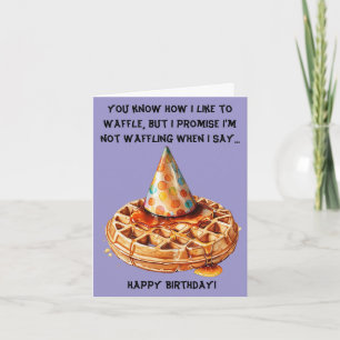 Tarjeta Divertido mensaje de cumpleaños Waffle con Gorra
