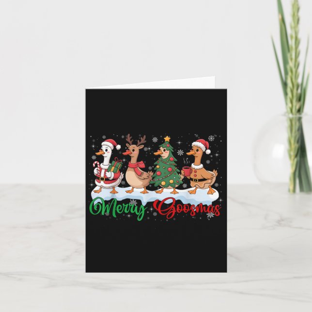Tarjeta Divertido merry Goosemas Navidades Duck Silly Goos (Anverso)