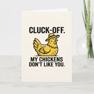 Tarjeta Divertido Minimalista Amante del Pollo Cluk Off Vi