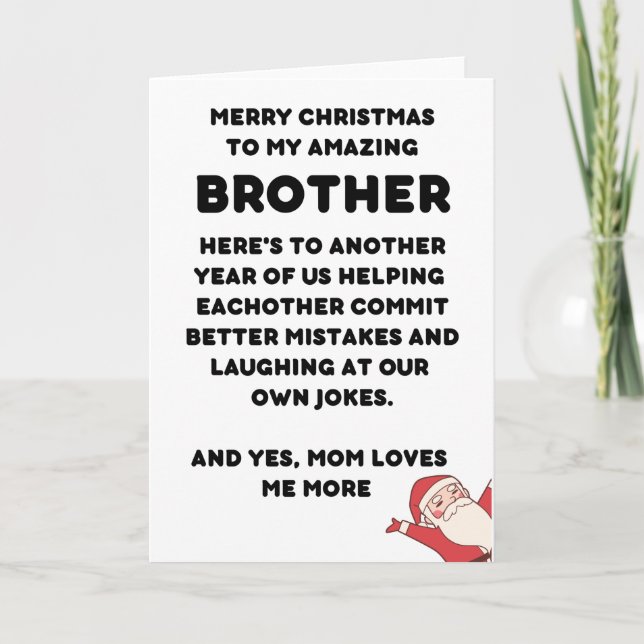 Tarjeta Divertido Navidades Para Hermano (Anverso)