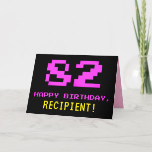 Tarjeta Divertido, Nerdy, Geeky, Rosa, Estilo de 8-bit 82