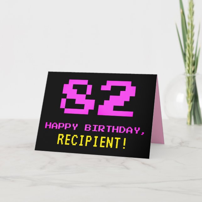 Tarjeta Divertido, Nerdy, Geeky, Rosa, Estilo de 8-bit 82  (Anverso)