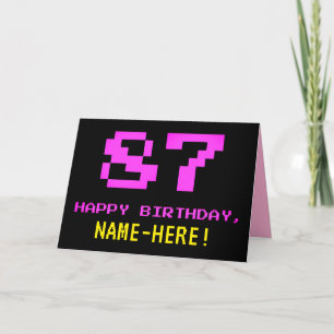 Tarjeta Divertido, Nerdy, Geeky, Rosa, Estilo de 8-bit 87