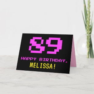 Tarjeta Divertido, Nerdy, Geeky, Rosa, Estilo de 8-bit 89º
