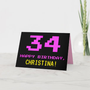 Tarjeta Divertido, Nerdy, Geeky, Rosa, Estilo de 8-bits 34