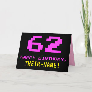 Tarjeta Divertido, Nerdy, Geeky, Rosa, Estilo de 8-bits 62