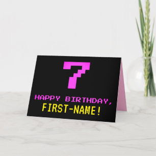Tarjeta Divertido, Nerdy, Geeky, Rosa, Estilo de 8 bits 7