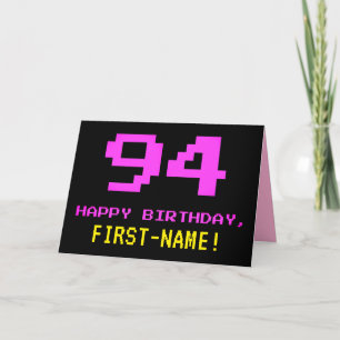 Tarjeta Divertido, Nerdy, Geeky, Rosa, Estilo de 8 bits 94