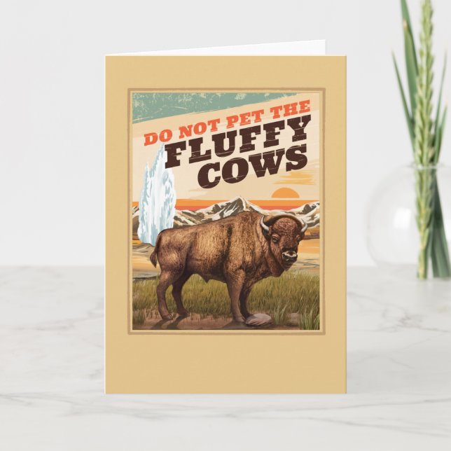 Tarjeta Divertido No Mascota A Los Fluffy Vacas Bison Love (Anverso)