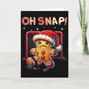 Tarjeta Divertido Oh Snap Hockey Pan de Jengibre Navidad S